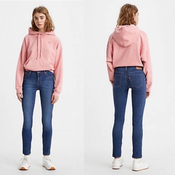 LEVI’S Denim Jeans 711 Skinny Medium Blue Wash Size 27 gray raw distress - Picture 16 of 16